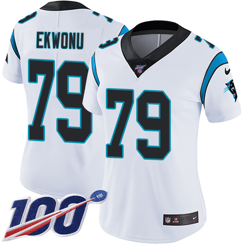 Nike Panthers #79 Ikem Ekwonu White Women's Stitched NFL 100th Season Vapor Untouchable Limited Jersey