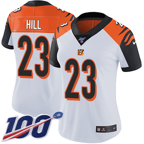 Nike Bengals #23 Daxton Hill White Women's Stitched NFL 100th Season Vapor Untouchable Limited Jersey