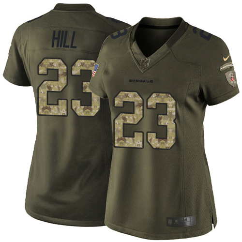 Nike Bengals #23 Daxton Hill Green Women's Stitched NFL Limited 2015 Salute to Service Jersey