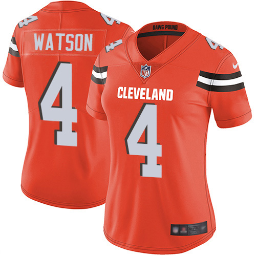 Nike Browns #4 Deshaun Watson Orange Alternate Women's Stitched NFL Vapor Untouchable Limited Jersey