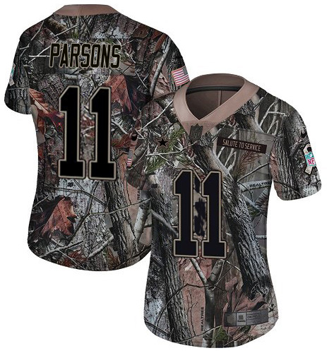 Nike Cowboys #11 Micah Parsons Camo Women's Stitched NFL Limited Rush Realtree Jersey