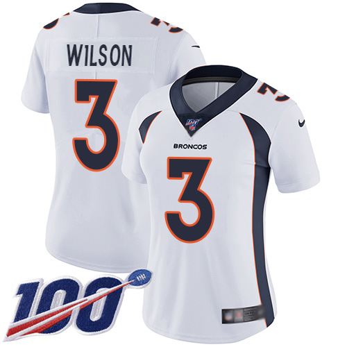 Nike Broncos #3 Russell Wilson White Women's Stitched NFL 100th Season Vapor Untouchable Limited Jersey