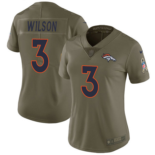 Nike Broncos #3 Russell Wilson Olive Women's Stitched NFL Limited 2017 Salute To Service Jersey