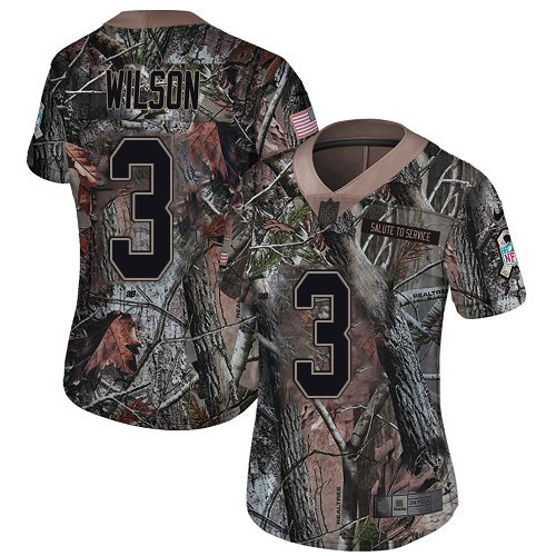 Nike Broncos #3 Russell Wilson Camo Women's Stitched NFL Limited Rush Realtree Jersey