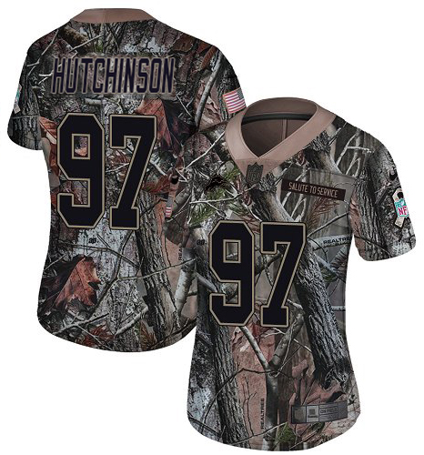 Nike Lions #97 Aidan Hutchinson Camo Women's Stitched NFL Limited Rush Realtree Jersey