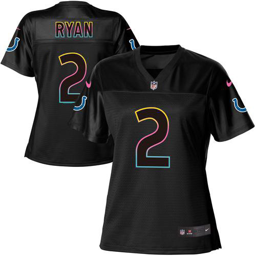 Nike Colts #2 Matt Ryan Black Women's NFL Fashion Game Jersey