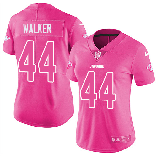 Nike Jaguars #44 Travon Walker Pink Women's Stitched NFL Limited Rush Fashion Jersey