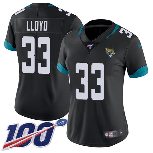 Nike Jaguars #33 Devin Lloyd Black Team Color Women's Stitched NFL 100th Season Vapor Untouchable Limited Jersey