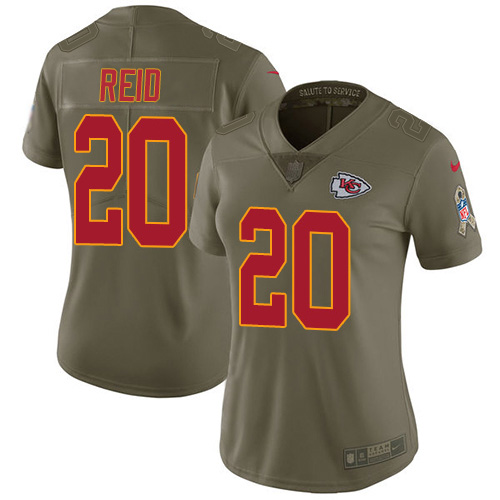 Nike Chiefs #20 Justin Reid Olive Women's Stitched NFL Limited 2017 Salute to Service Jersey