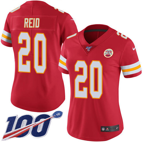 Nike Chiefs #20 Justin Reid Red Team Color Women's Stitched NFL 100th Season Vapor Limited Jersey