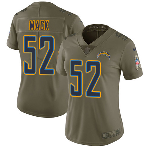 Nike Chargers #52 Khalil Mack Olive Women's Stitched NFL Limited 2017 Salute to Service Jersey