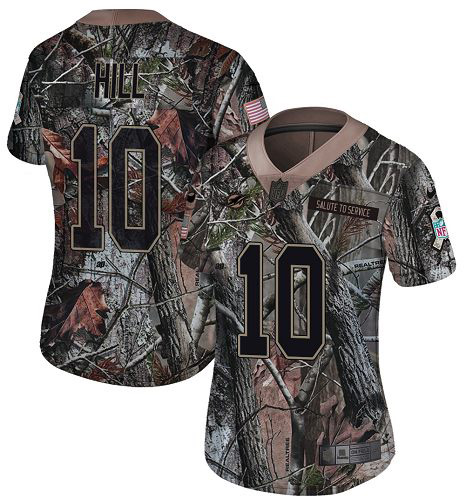 Nike Dolphins #10 Tyreek Hill Camo Women's Stitched NFL Limited Rush Realtree Jersey