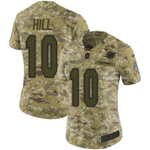 Nike Dolphins #10 Tyreek Hill Camo Women's Stitched NFL Limited 2018 Salute To Service Jersey