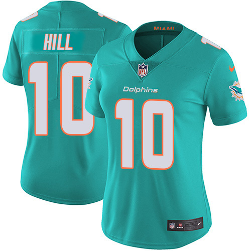 Nike Dolphins #10 Tyreek Hill Aqua Green Team Color Women's Stitched NFL 100th Season Vapor Untouchable Limited Jersey