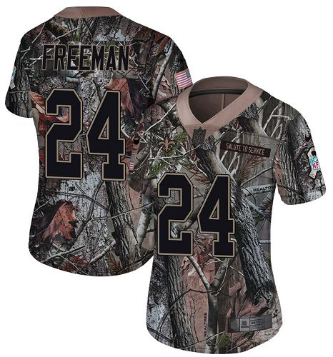 Nike Saints #24 Devonta Freeman Camo Women's Stitched NFL Limited Rush Realtree Jersey