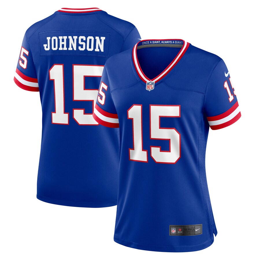 New York Giants #15 Collin Johnson Royal Women's Nike Classic Player Game Jersey