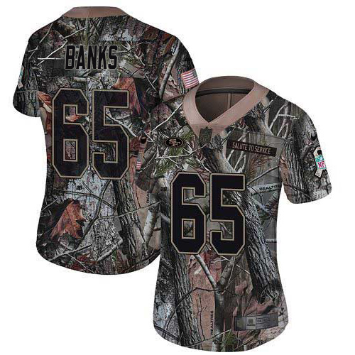 Nike 49ers #65 Aaron Banks Camo Women's Stitched NFL Limited Rush Realtree Jersey