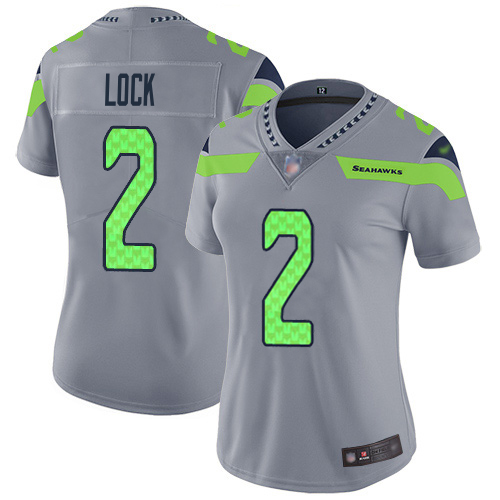 Nike Seahawks #2 Drew Lock Gray Women's Stitched NFL Limited Inverted Legend Jersey