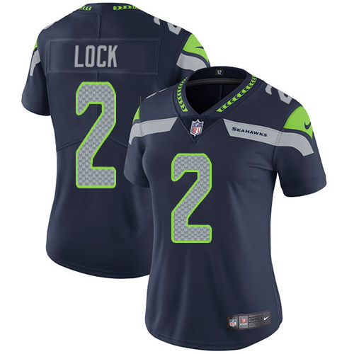 Nike Seahawks #2 Drew Lock Steel Blue Team Color Women's Stitched NFL Vapor Untouchable Limited Jersey