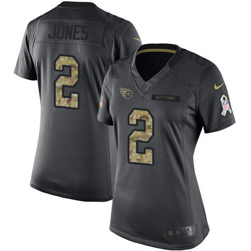 Nike Titans #2 Julio Jones Black Women's Stitched NFL Limited 2016 Salute to Service Jersey