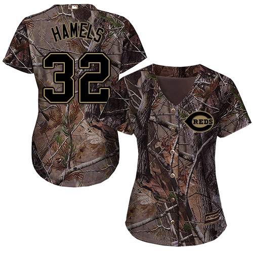 Braves #32 Cole Hamels Camo Realtree Collection Cool Base Women's Stitched MLB Jersey