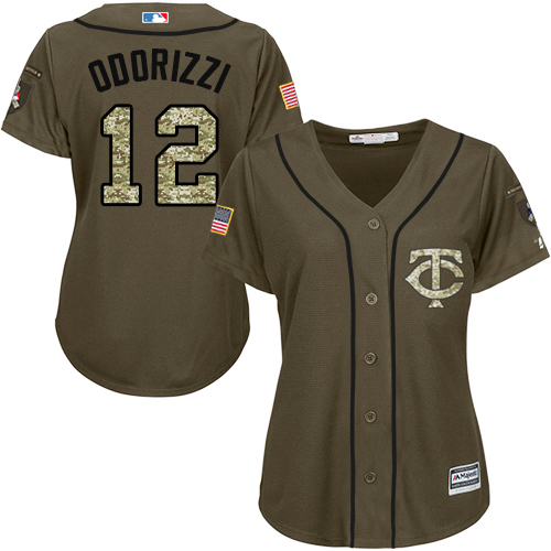 Twins #12 Jake Odorizzi Green Salute to Service Women's Stitched MLB Jersey