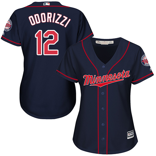 Twins #12 Jake Odorizzi Navy Blue Alternate Women's Stitched MLB Jersey