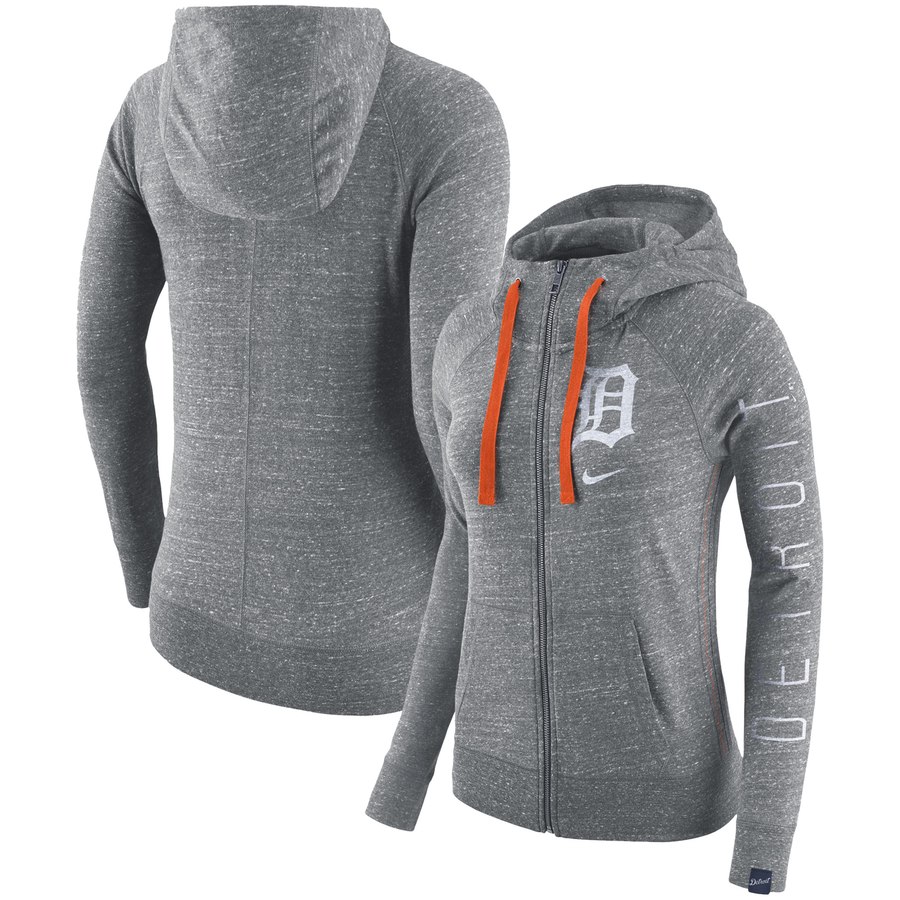 Detroit Tigers Nike Women's Vintage Full-Zip Hoodie Gray