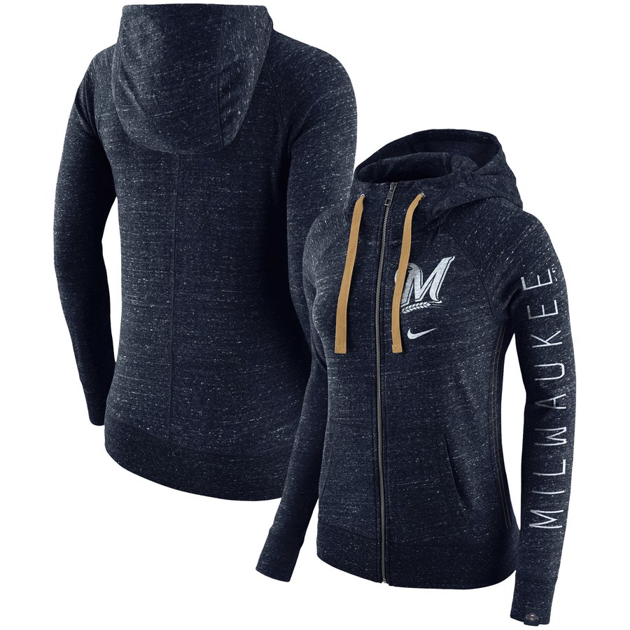 Milwaukee Brewers Nike Women's Vintage Full-Zip Hoodie Navy