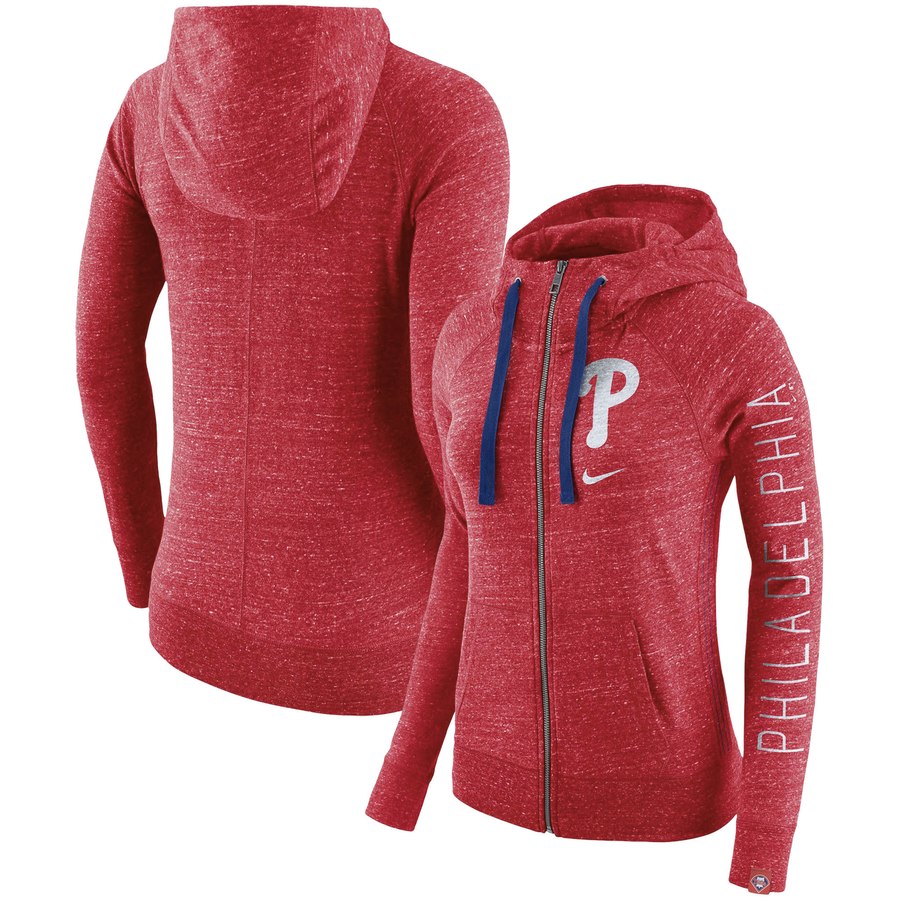 Philadelphia Phillies Nike Women's Vintage Full-Zip Hoodie Red