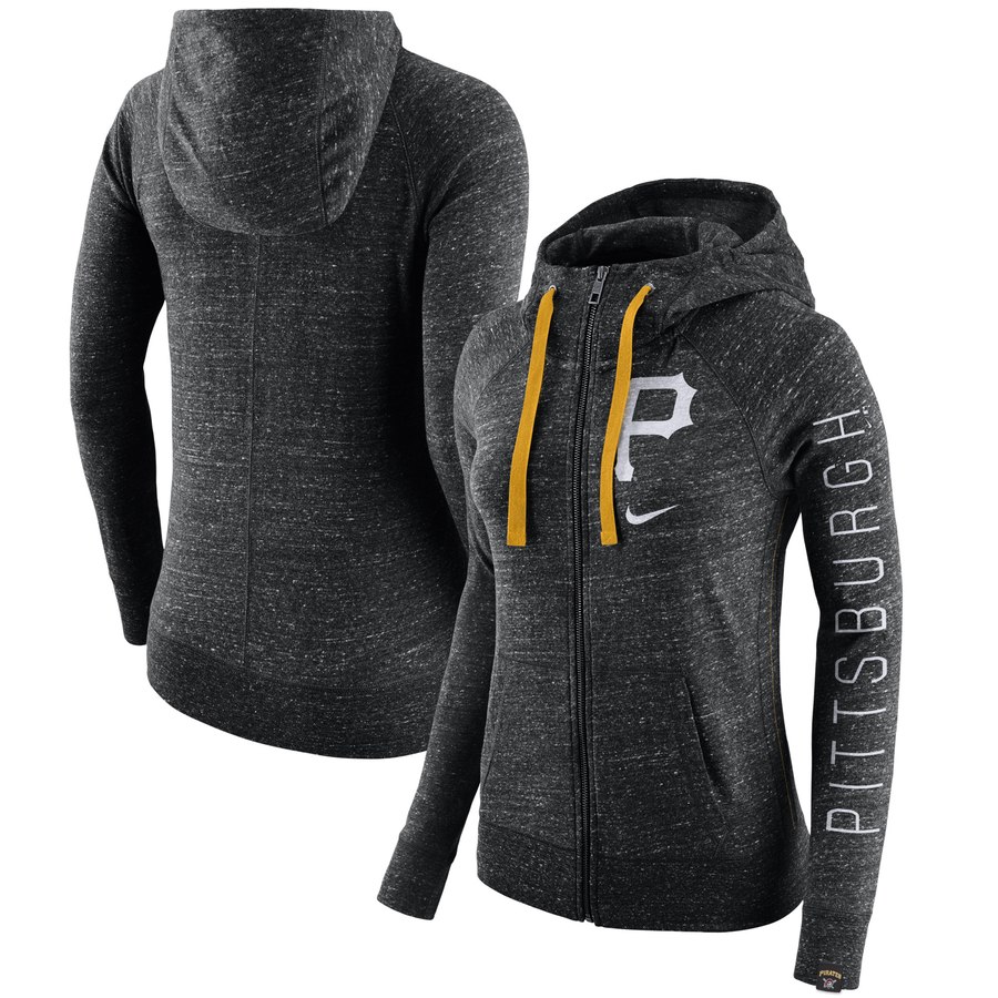 Pittsburgh Pirates Nike Women's Vintage Full-Zip Hoodie Heather Black