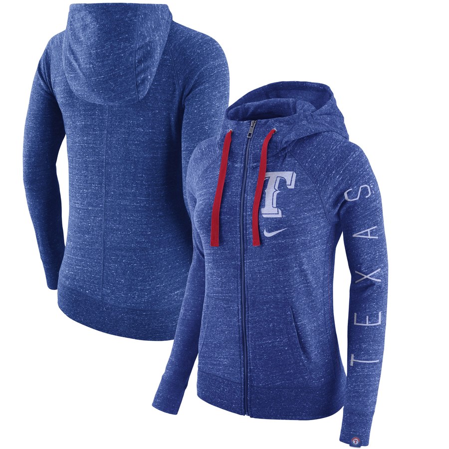 Texas Rangers Nike Women's Vintage Full-Zip Hoodie Heather Royal