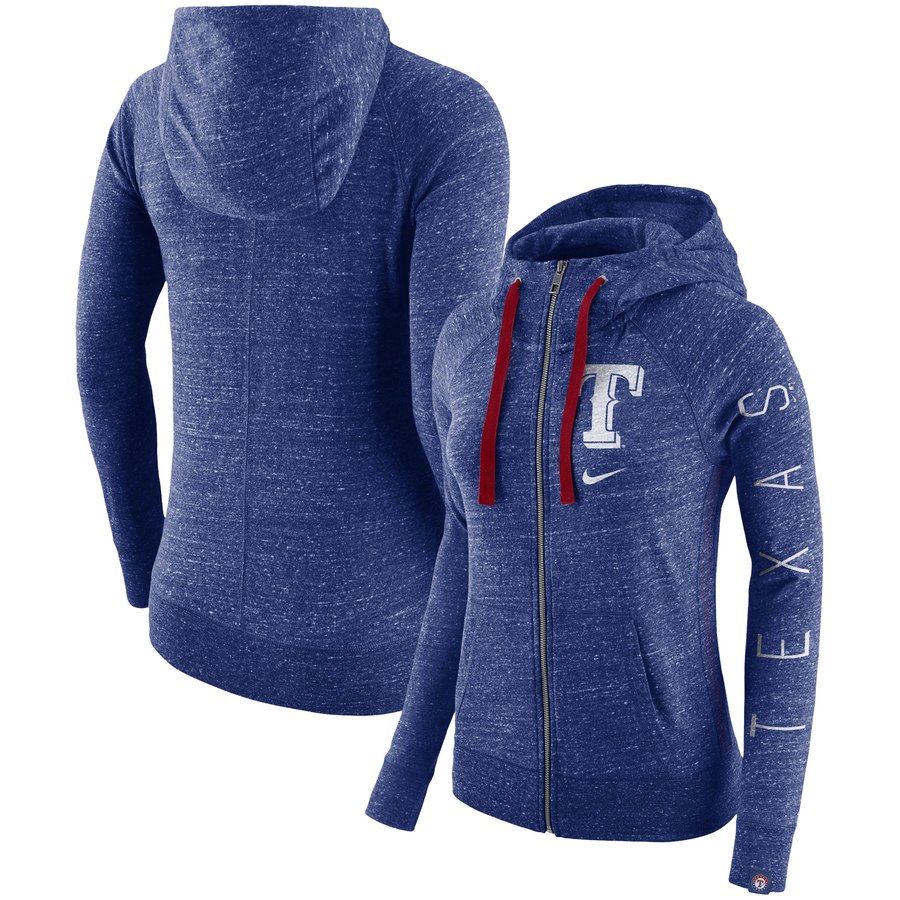 Texas Rangers Nike Women's Vintage Full-Zip Hoodie Royal