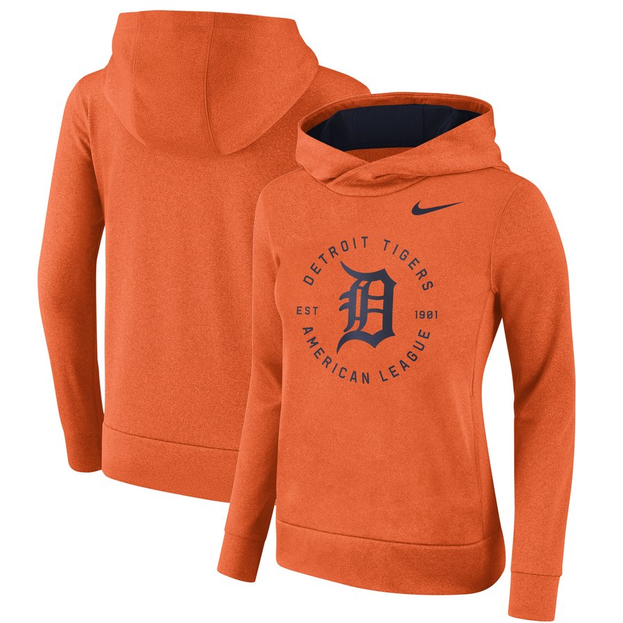 Detroit Tigers Nike Women's Therma Pullover Hoodie Orange