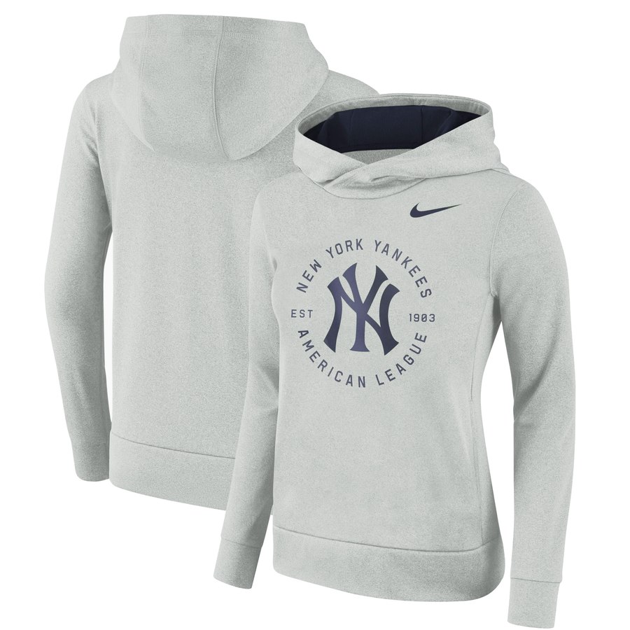 New York Yankees Nike Women's Therma Pullover Hoodie Gray