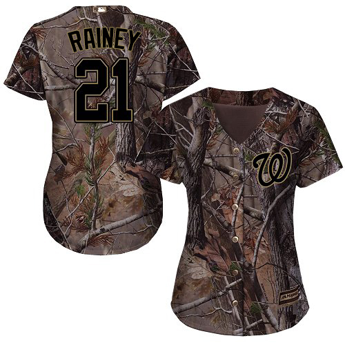 Nationals #21 Tanner Rainey Camo Realtree Collection Cool Base Women's Stitched MLB Jersey