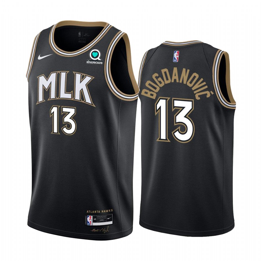 Nike Hawks #13 Bogdan Bogdanovic Black Women's NBA Swingman 2020-21 City Edition Jersey