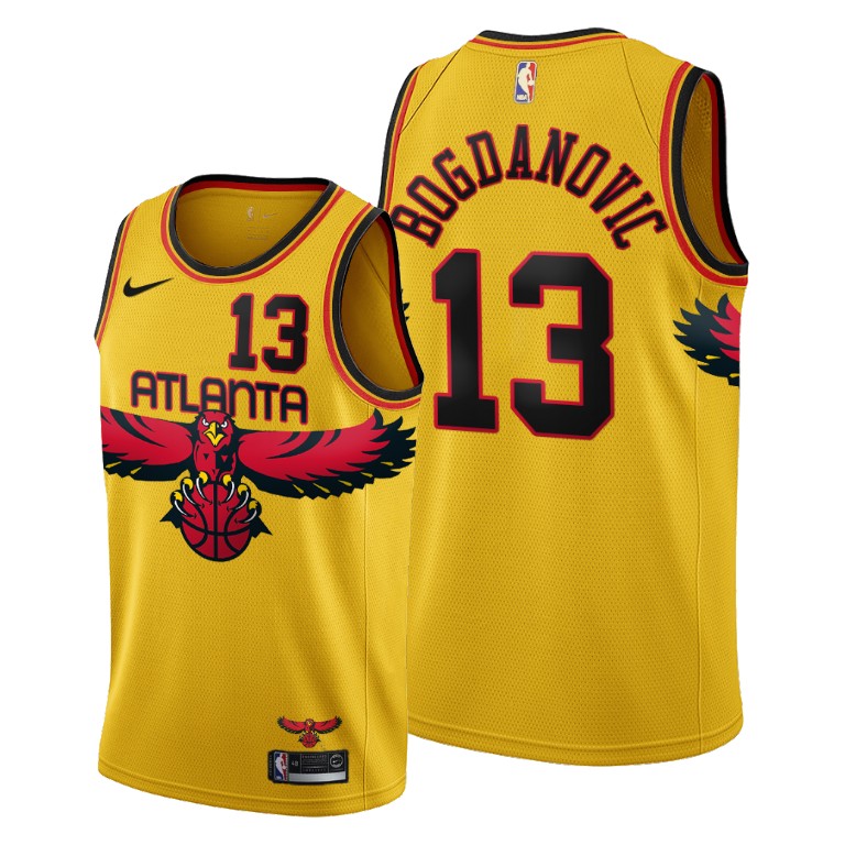 Atlanta Hawks #13 Bogdan Bogdanovic Women's 2021-22 City Edition Gold NBA Jersey