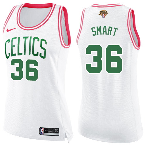 Nike Celtics #36 Marcus Smart White/Pink Women's 2022 NBA Finals Swingman Fashion Jersey