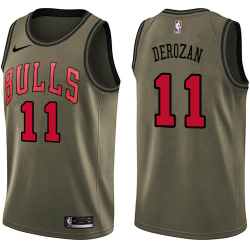 Nike Bulls #11 Demar Derozan Women's Green NBA Swingman Salute to Service Jersey