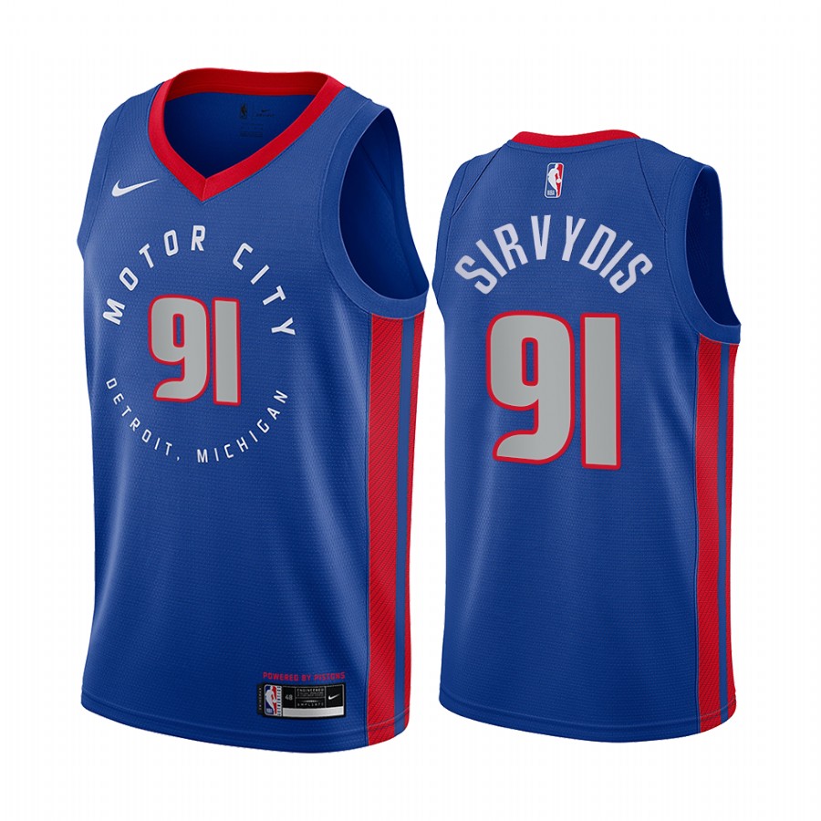 Nike Pistons #91 Deividas Sirvydis Blue Women's NBA Swingman 2020-21 City Edition Jersey