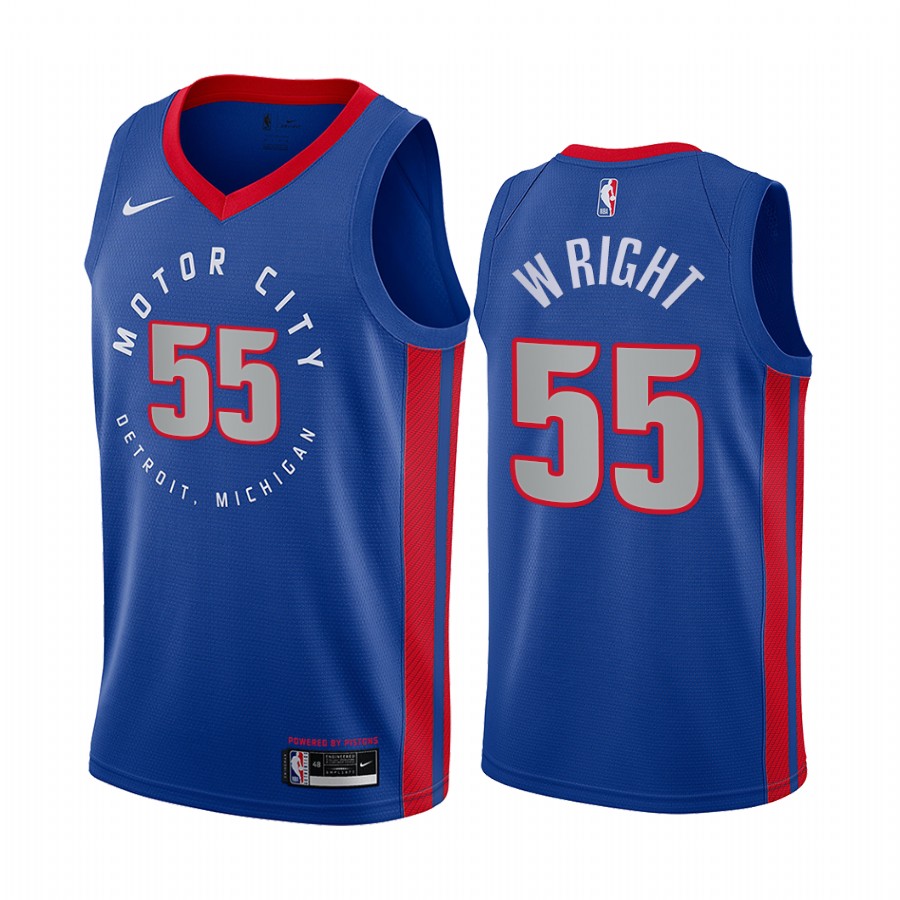 Nike Pistons #55 Delon Wright Blue Women's NBA Swingman 2020-21 City Edition Jersey