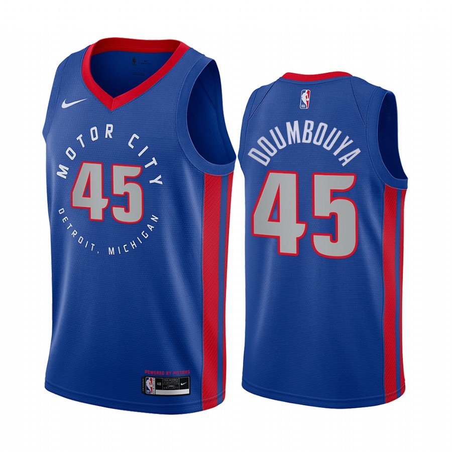 Nike Pistons #45 Sekou Doumbouya Blue Women's NBA Swingman 2020-21 City Edition Jersey