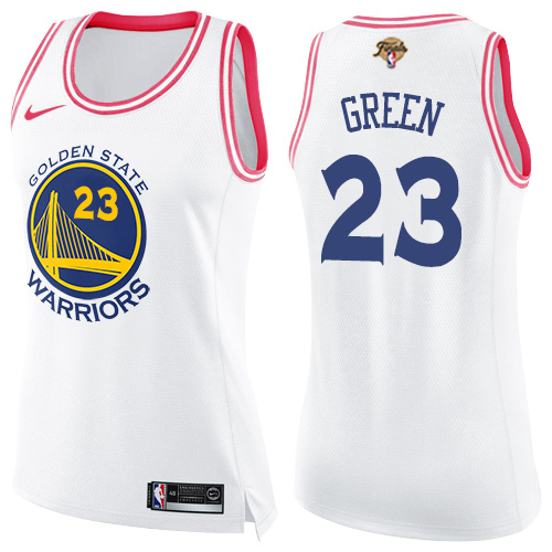 Nike Warriors #23 Draymond Green White/Pink Women's 2022 NBA Finals Swingman Fashion Jersey