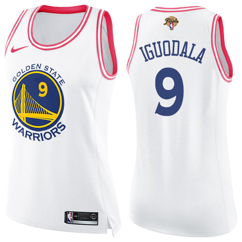 Nike Warriors #9 Andre Iguodala White/Pink Women's 2022 NBA Finals Swingman Fashion Jersey