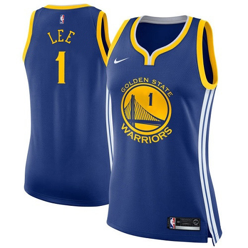 Nike Warriors #1 Damion Lee Blue The Finals Patch Women's NBA Swingman Icon Edition Jersey