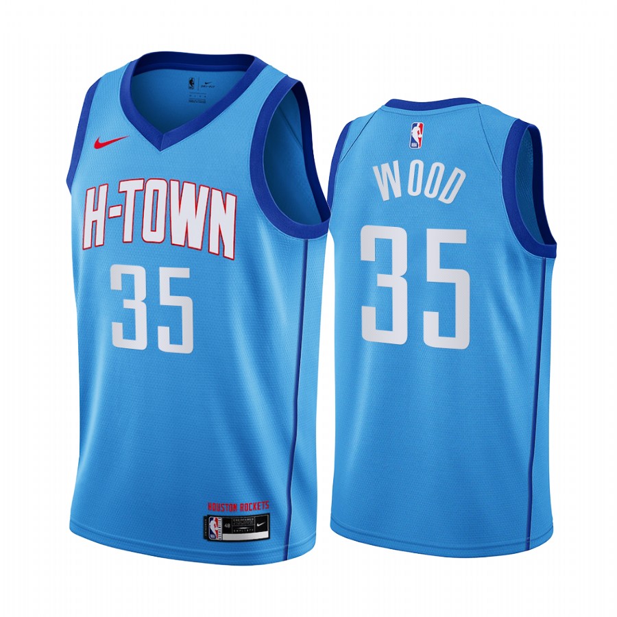 Nike Rockets #35 Christian Wood Blue Women's NBA Swingman 2020-21 City Edition Jersey