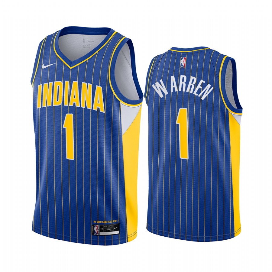 Nike Pacers #1 TJ Warren Blue Women's NBA Swingman 2020-21 City Edition Jersey