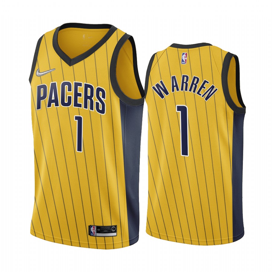 Indiana Pacers #1 T.J. Warren Gold Women's NBA Swingman 2020-21 Earned Edition Jersey