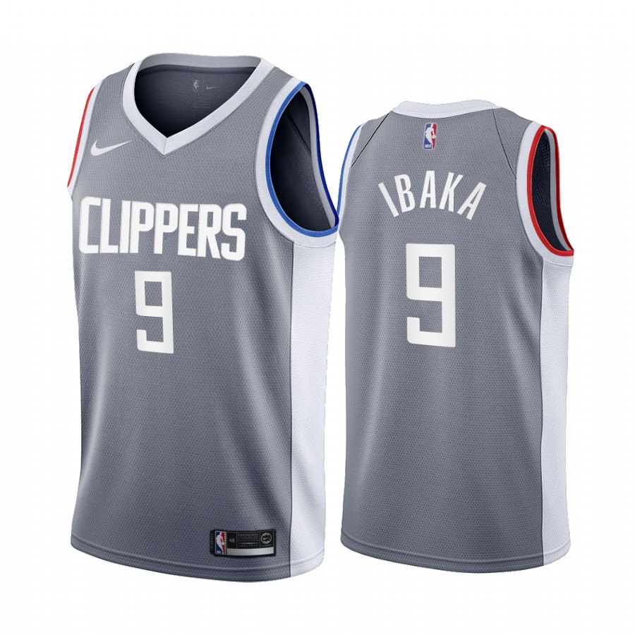 Los Angeles Clippers #9 Serge Ibaka Gray Women's NBA Swingman 2020-21 Earned Edition Jersey